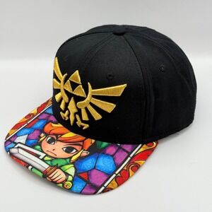 Nintendo Legend of Zelda Wind Waker HD Snapback Hat Black Gold Triforce 2015